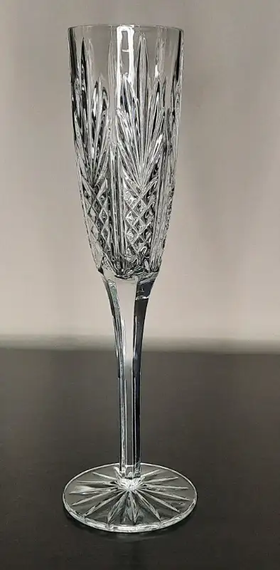 Elegant, Vintage Mikasa Etched Crystal Covent Garden Champagne Flute Glass with a clean-cut look wit...