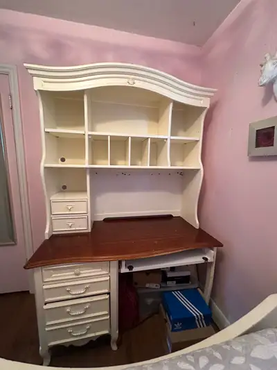 French Provincial Desk and Hutch, View more