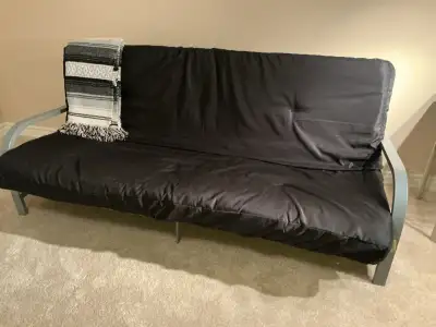Futon with Sturdy Grey Metal Frame with Arm Rests , View more