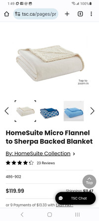 Home suite essentials microflannel blanket with sherpa back new