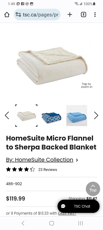 Home suite essentials microflannel blanket with sherpa back new in Bedding in City of Halifax