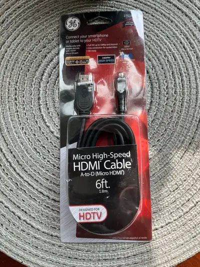 MICRO HIGH SPPED HDMI CABLE , A TO D, ( micro HDMI ) 6 feet or 1.8m