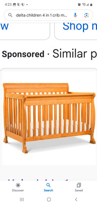 Baby crib solid wood, 4 in 1 convertible 