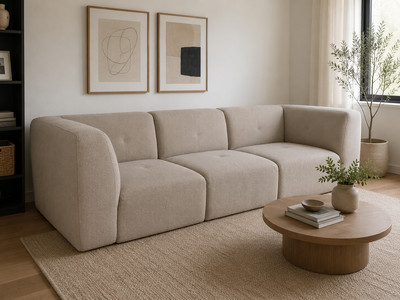 FREE Delivery | Modern Beige Bouclé Sofa – 3-Piece Modular, View more
