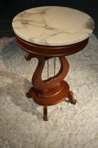 Mahogany DMC Italian Marble Victorian Antique Harp table