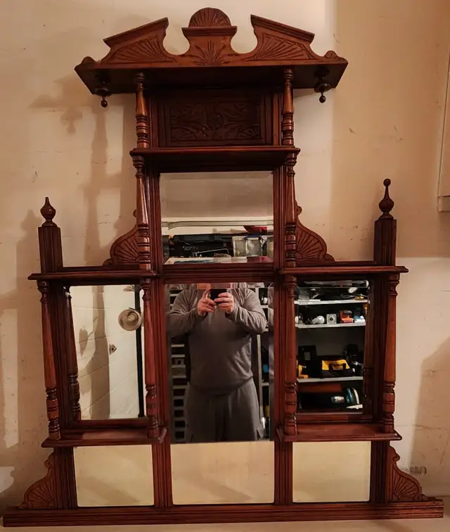 Beautiful Antique Parlor Mirror 6 Beveled Mirrors and 5 Shelves in Home Décor & Accents in Edmonton - Image 11