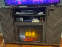 Electric Fireplace & 55in Sanyo Roku TV