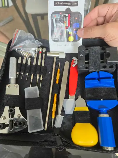 This comprehensive 147-piece watch repair tool kit includes all the essential instruments needed for...