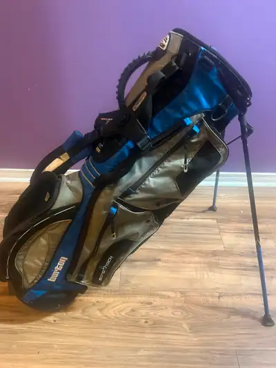 4 gold bag fro sale and an odyssey putter Burton carry bag with 5 dividers $50 Small Ogio carry bag...