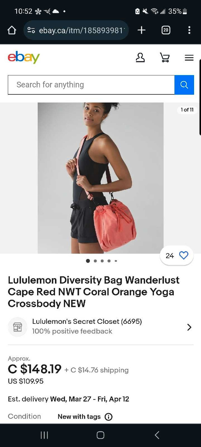 Brand New Lululemon Wanderlust Crossbody Coral Diversity Bag dans Femmes - Sacs et portefeuilles  à Ville de Toronto - Image 2