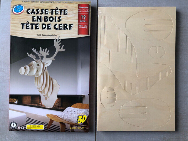 Casse-tête en bois 3D:  tête de cerf à assembler.  Neuf. dans Jouets et jeux  à Ville de Québec - Image 3