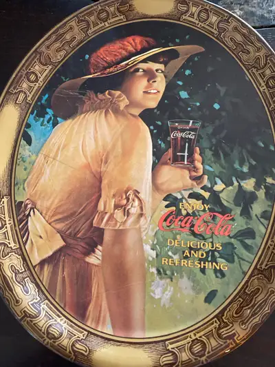 Vintage Coca Cola Metal Tray. Repo of 1916 World War 1 Girl. Limited Canadian Edition. See photo for...