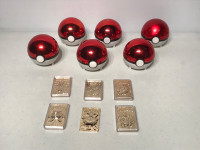 Vintage 1999 Nintendo Pokémon 6 Gold Bar Card Set w Poke Balls