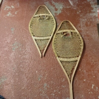 Set of Traditional rawhide snow shoes (one is damaged as shown)