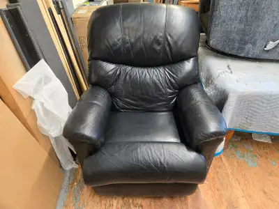 LazyBoy Black Leather Swivel Recliner, View more
