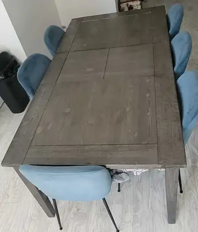 Extendable Dining Table + 6 Velvet Dining Chairs, View more