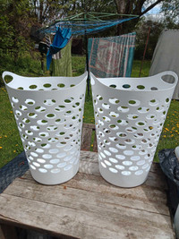 Pair Of White Laundry Baskets, Great For The Dorm, Apt