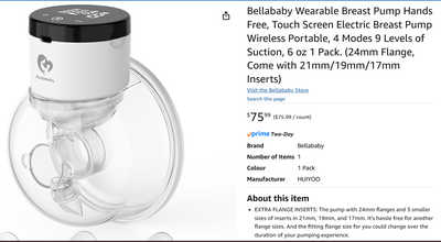 Bellababy Wearable Breast Pump – Hands-Free, Touchscreen, 4 Mode, View more
