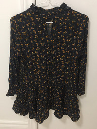 Zara Flowy Flower Pattern Casual Dress Black Dainty Size Small