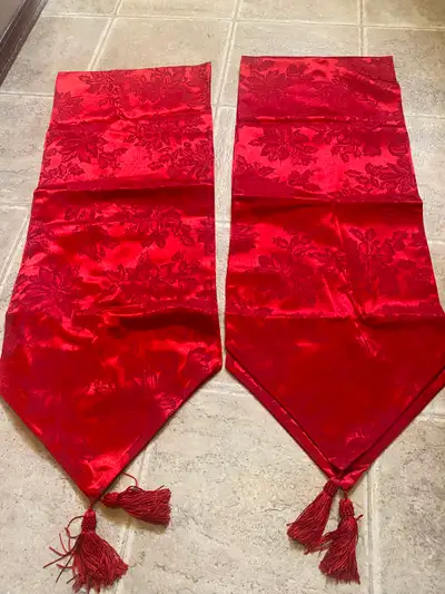 6' red silk table runner, View more