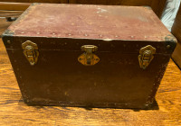 Vintage metal stagecoach trunk