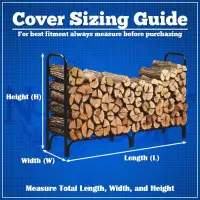 12ft Patio Firewood Log Rack Cover - 144"L x 24"W x 42"H - Black