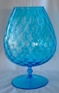 13" Aqua Bubble Glass Brandy Snifter/Centerpiece