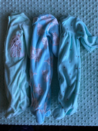 Newborn fleece snap and zipper sleepers 
