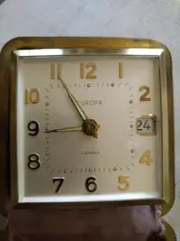 Vintage Europa Travel Alarm Clock With Date Date window Rare !