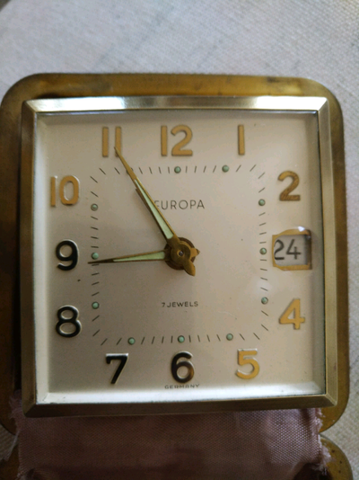 Vintage Europa Travel Alarm Clock With Date Window Rare !, View more