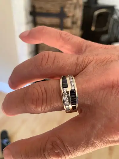 14KT White Gold Diamond and Sapphire Ring, View more