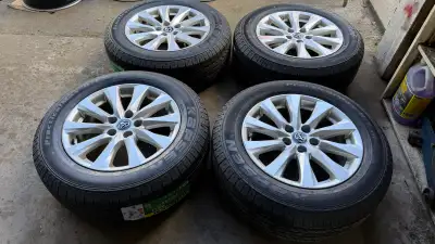 STILL AVAILABLE Rims are used,tires are brand new Bolt pattern 5x114.3 Size 225/65/17 Center bore 60...