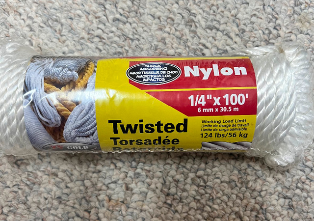 New in package Nylon Twisted Wire 1/4” - 100ft - 124lbs load in Other in Winnipeg