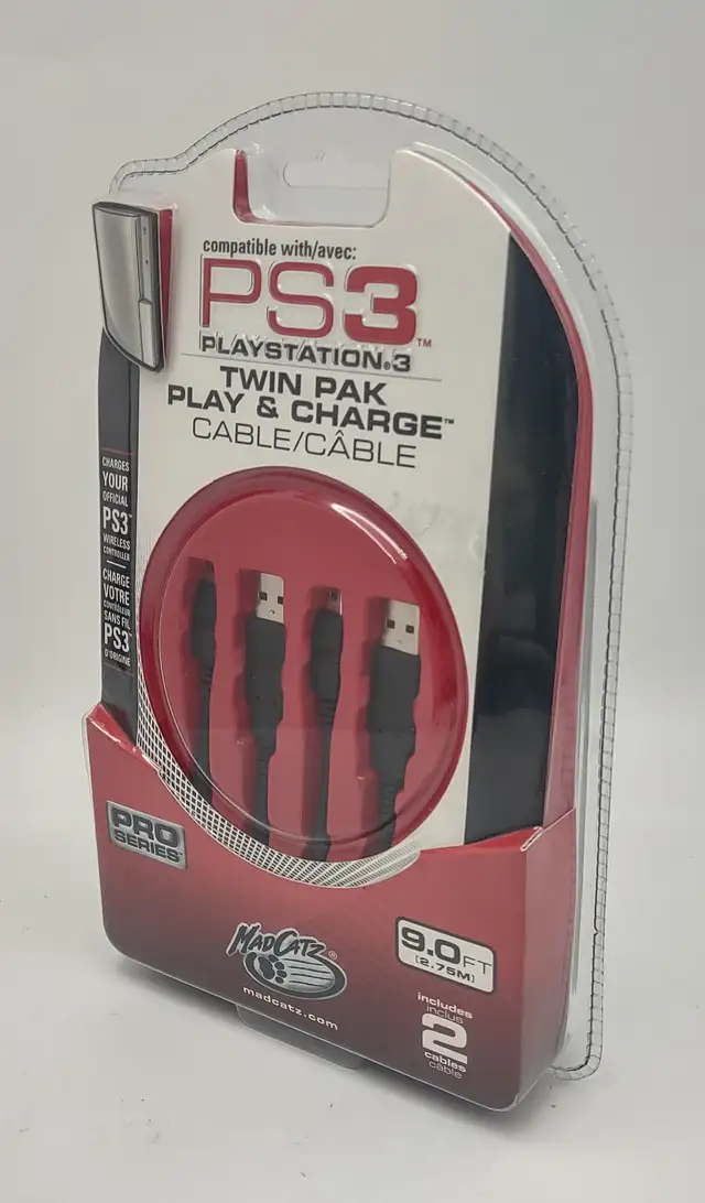 Mad Catz PS3 Twin Pak Play & Charge Cable - New in Package! in Sony Playstation 3 in Windsor Region - Image 2