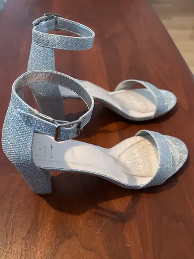 Sparkling silver sandals. 9wide. Worn once. Excellent condition.