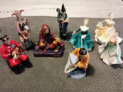 Royal Doulton figures, Wizard, Potter, Jester, Ninette, Janine., View more