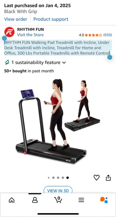 RHYTHM FUN Walking Pad Treadmill with Incline, Under Desk Treadm, View more