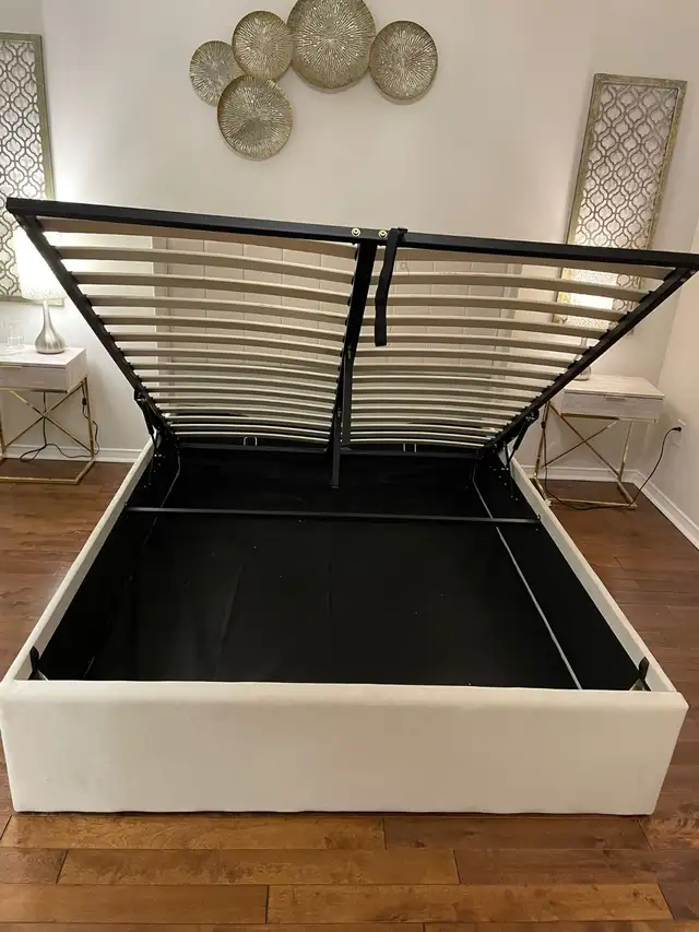  Brand New Hydraulic Lift Storage Bed | Queen Bed Frame in Beds & Mattresses in Peterborough - Image 5