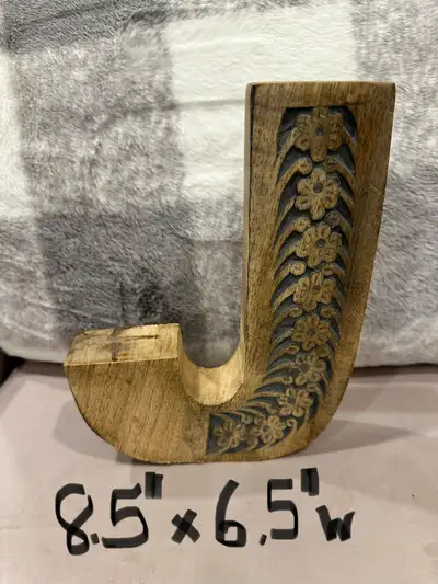 WOOD LETTER CARVED “ J”, View more