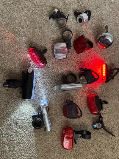 Bunch of Bike Headlights , Tail lights , bells , View more