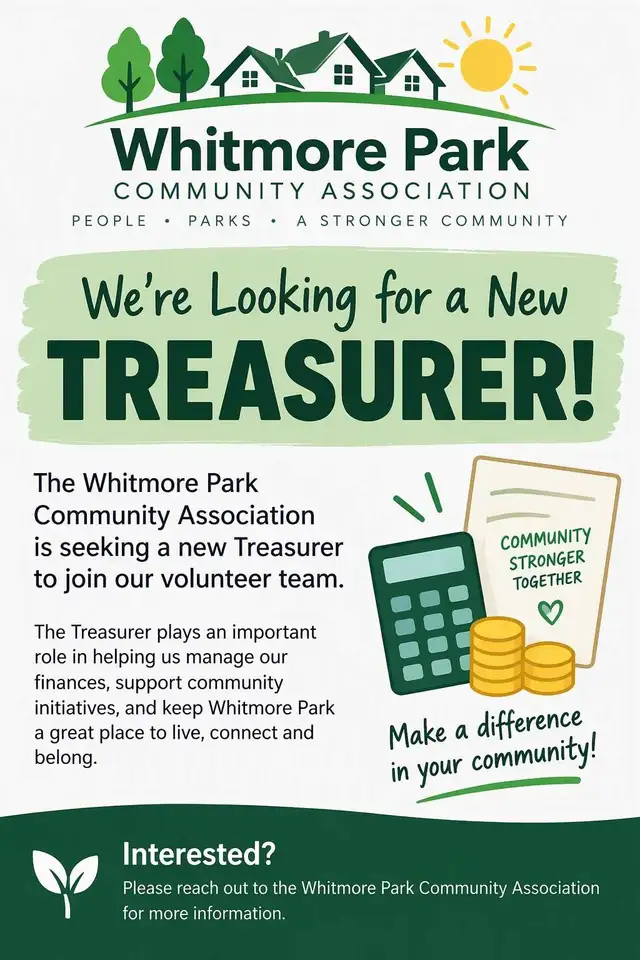 Whitmore Park Community Association Seeks Volunteer Treasurer