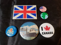Union Jack, Welland Canal Ship, Welland, globe & flag buttons