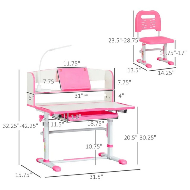 Kids Desk and Chair Set Height Adjustable Student Writing Desk  in Other in Markham / York Region - Image 3