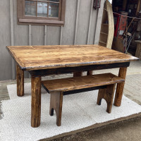 LODGE STYLE TABLE AND BENCH SET