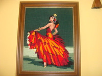 Tableau petits points, répresentant danseuse de Flamenco