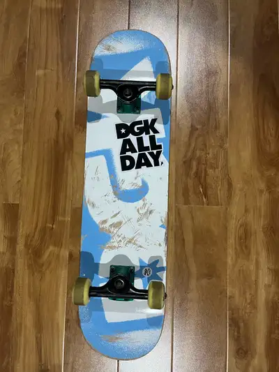 DGK Skateboard Deck-DGK 7.75 Trucks-Tensor Wheels- Bones 100s 53mm Bearings- Mini Logo Good conditio...