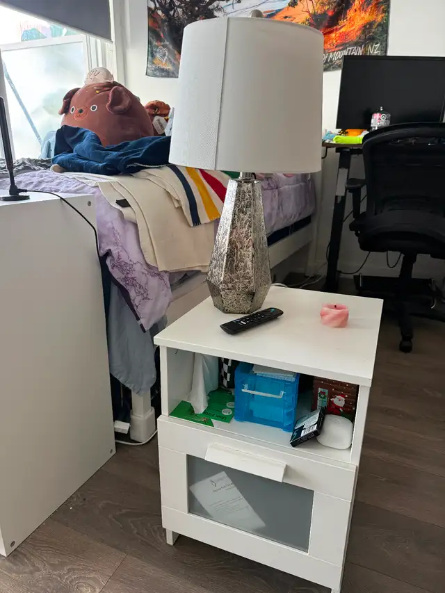 White Bedside Table with Drawer