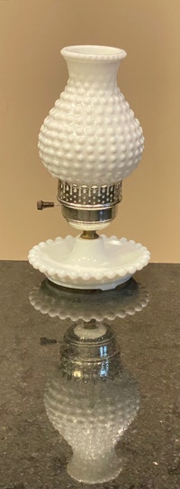 Vintage Fenton Hobnail Milk Glass Lamp
