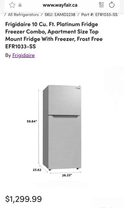 PERFECT APARTMENT, OR OFFICE OR EXTRA FRIDGE 10 cu. ft.$369.99, View more