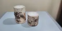 Pair of Birch Bark Wrapped Candles